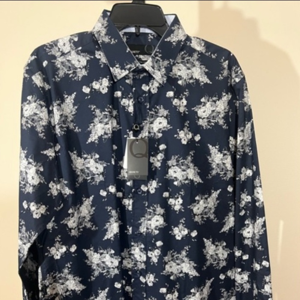 Nwt Quieti Mens medium blue long sleeve button down casual shirt